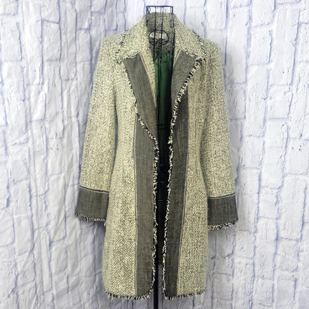White House Black Market Gray and Cream Coat
